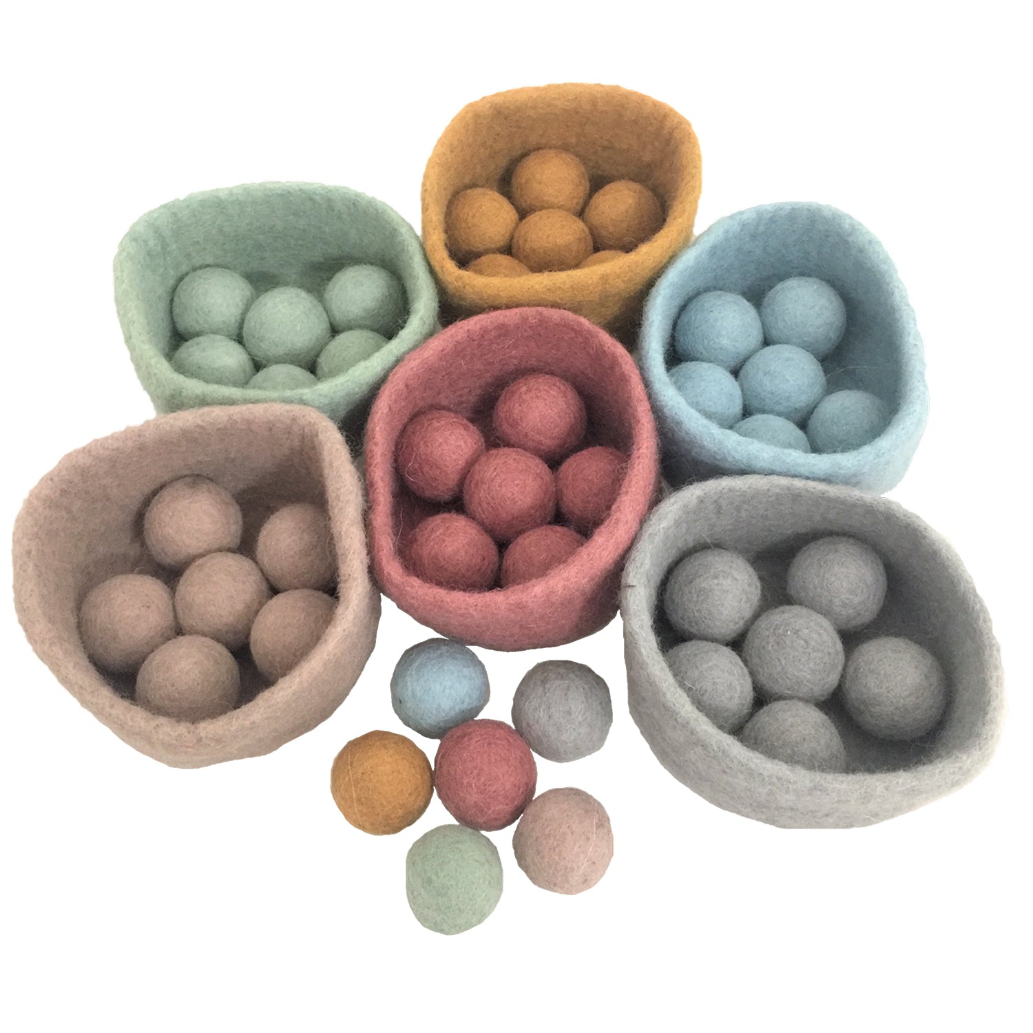 Wool Balls Earth Colors Sorting Set