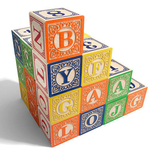 Classic ABC Blocks with Drawstring Block Bag