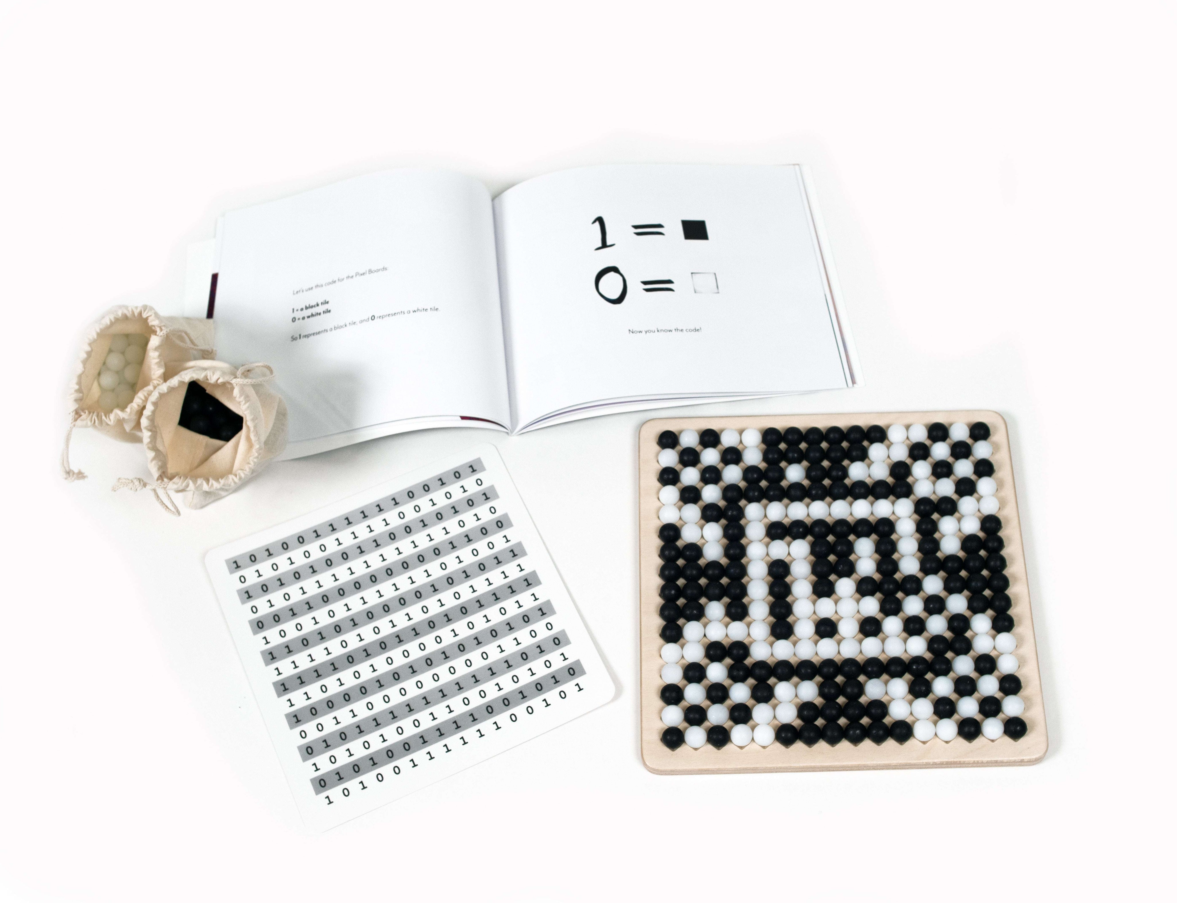 Learning Beautiful Classroom Set with natural wood materials and illustrated books for screen-free early childhood computer science education