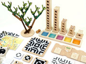 Learning Beautiful Classroom Set with natural wood computer science materials for children ages 3-9, Montessori-aligned and screen-free