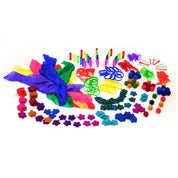 Loose Parts Color Mix set with over 290 colorful textured pieces for imaginative play and building