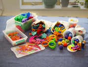 Loose Parts Color Mix set with over 290 colorful textured pieces for creative play