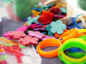Loose Parts Color Mix set with over 290 colorful textured pieces for creative play and building