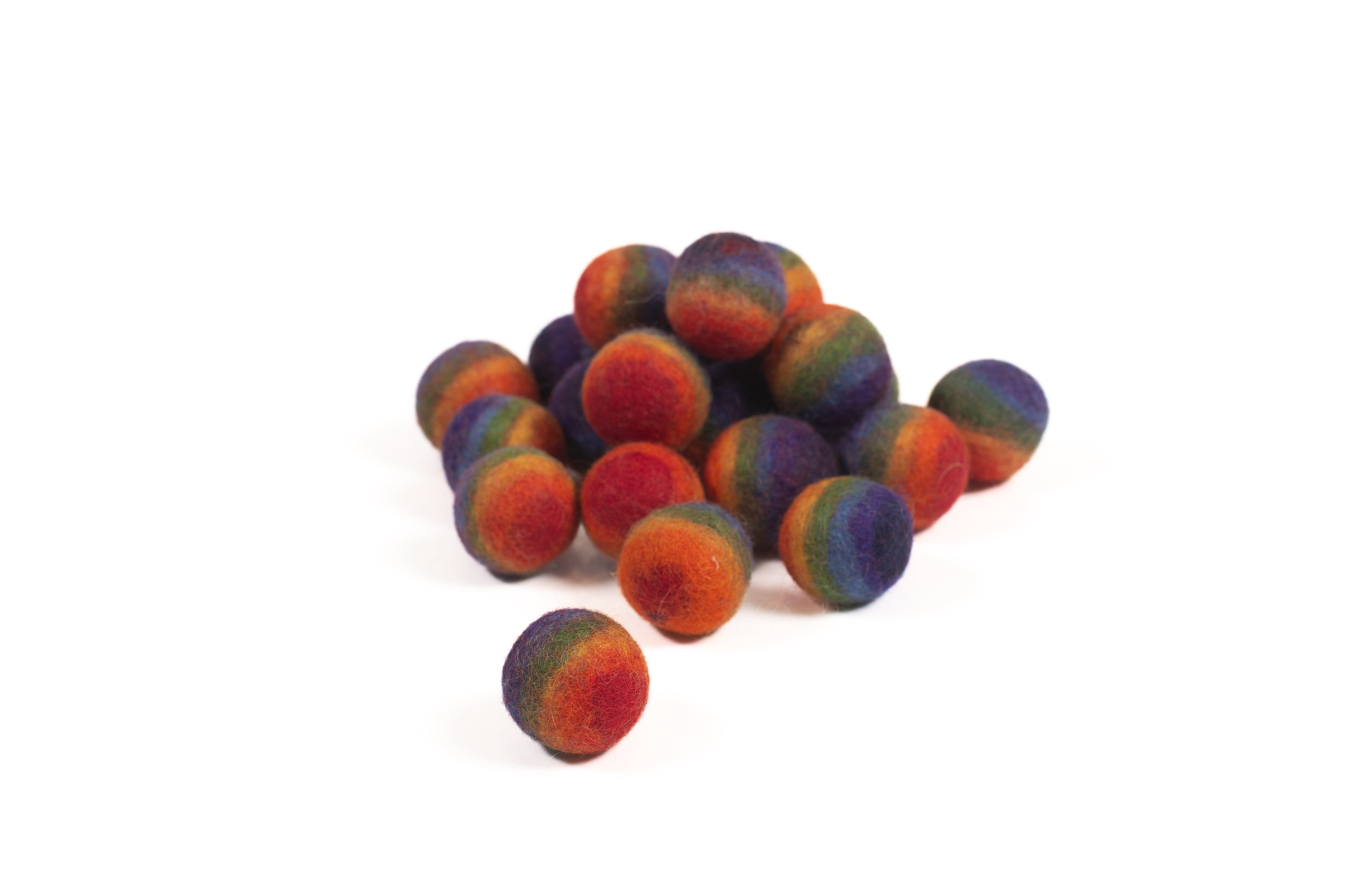 Small Rainbow Wool Balls Set