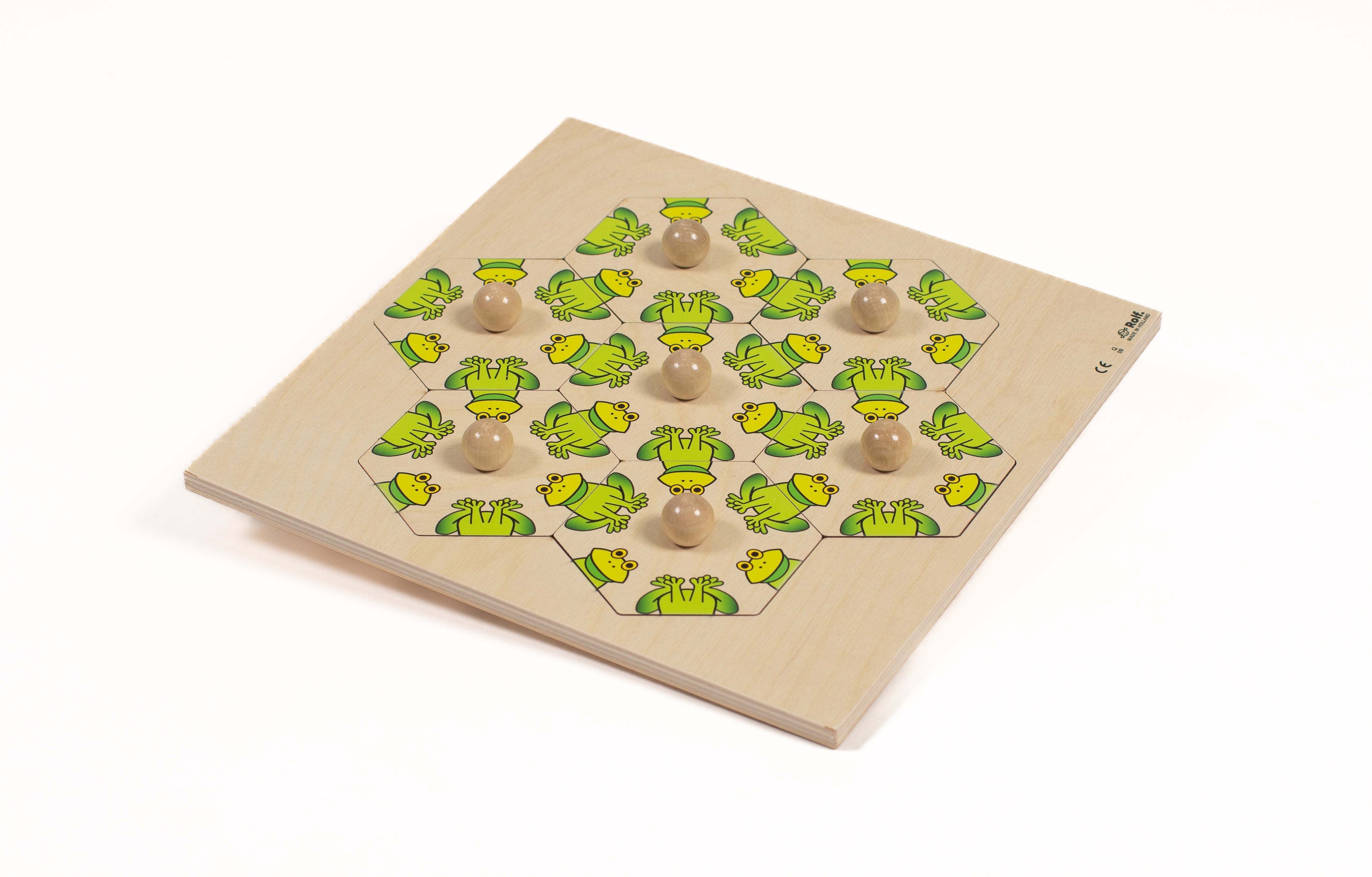 Child playing with a Colours Knob Puzzle featuring colorful geometric shapes and nature-themed wooden pieces for early cognitive development.