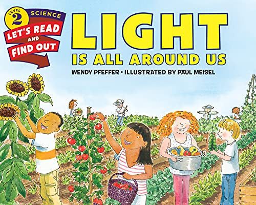 Children's book cover titled 'Light is All Around Us' with children in a garden.