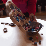 Natural Flower Tray wooden sorting tray with six petals and central area for organizing materials