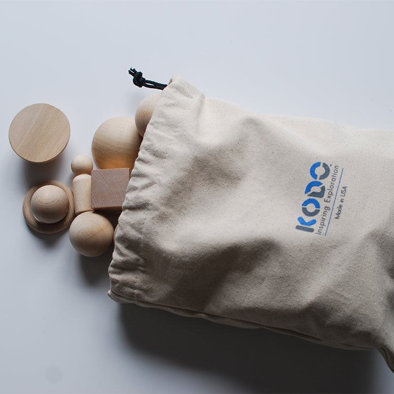 Canvas storage bags in two sizes with drawstring closures for organizing materials