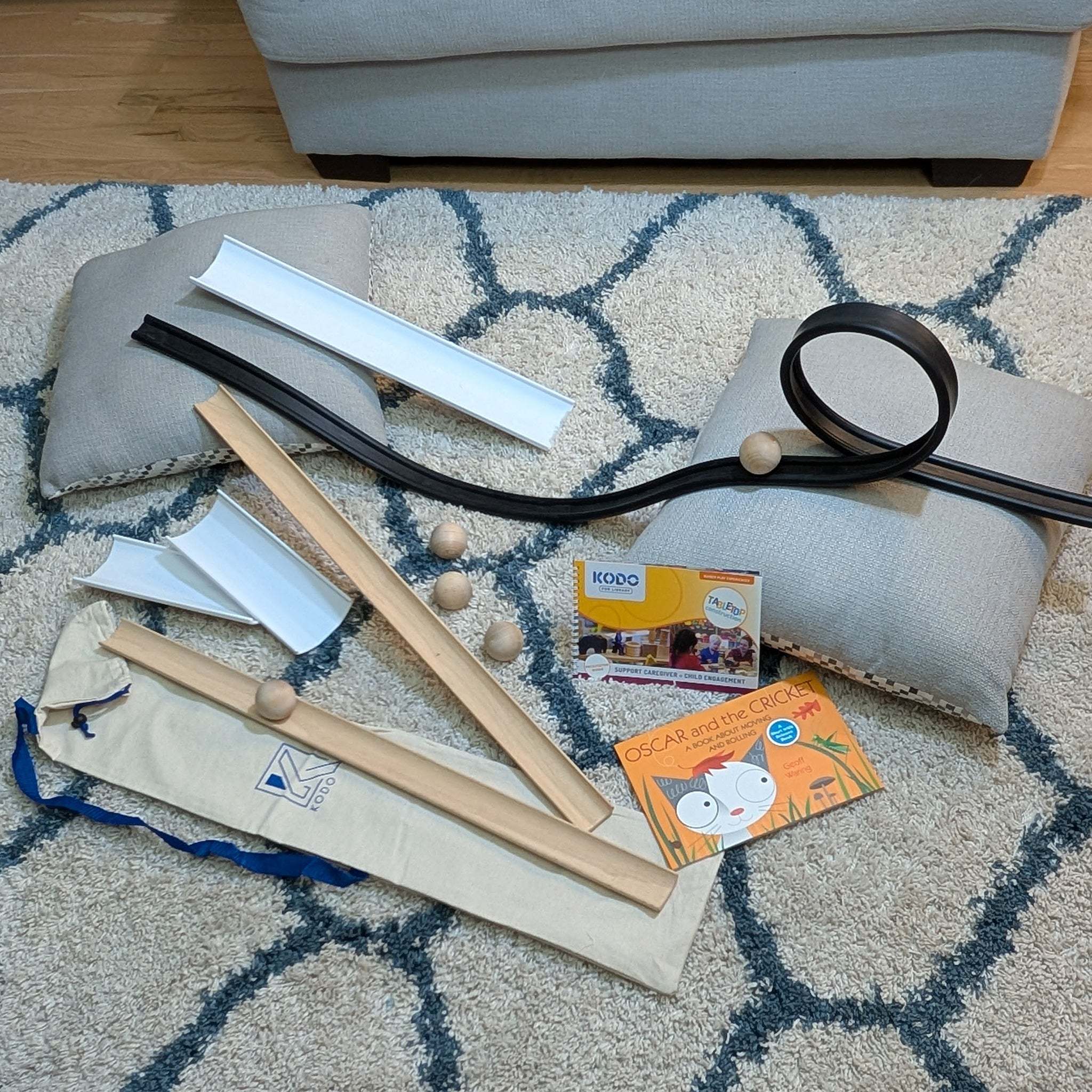 Kodo STEM at Home Collection Ramp Exploration Kit with wooden ramps and balls for hands-on motion learning