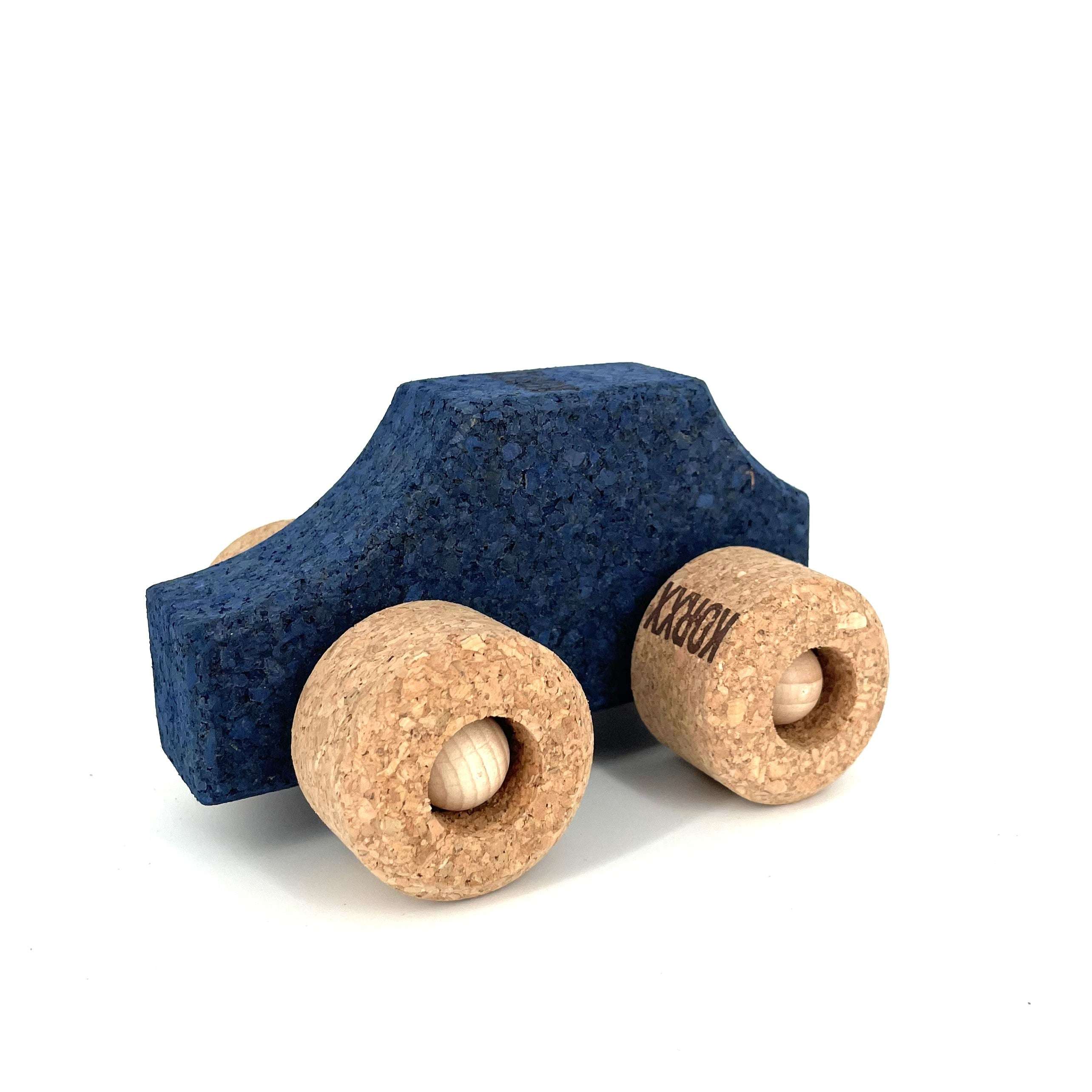 Korxx Blue Car hand-crafted from eco-friendly natural cork with smooth beveled edges