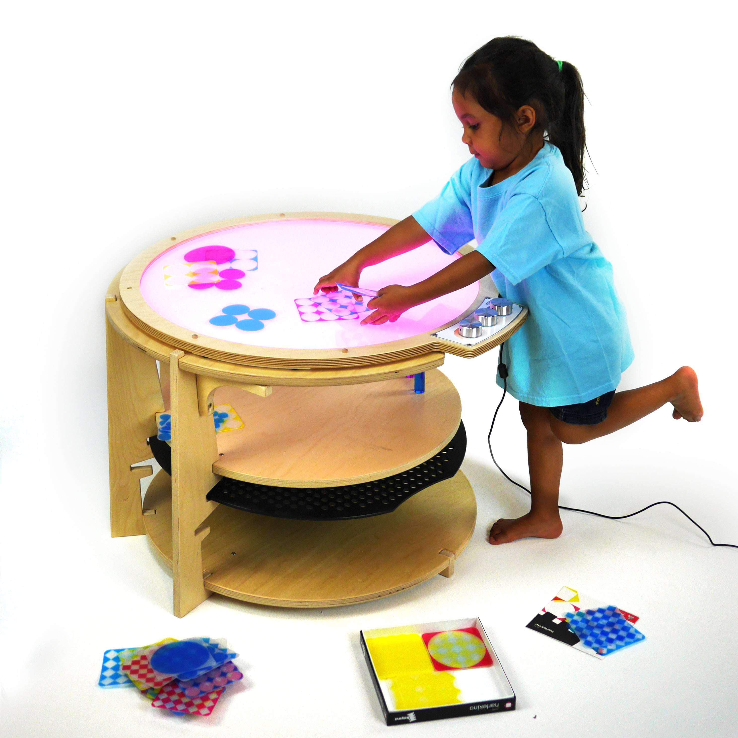 Light Laboratory teaching RGB light mixing with three color control knobs for early childhood learning