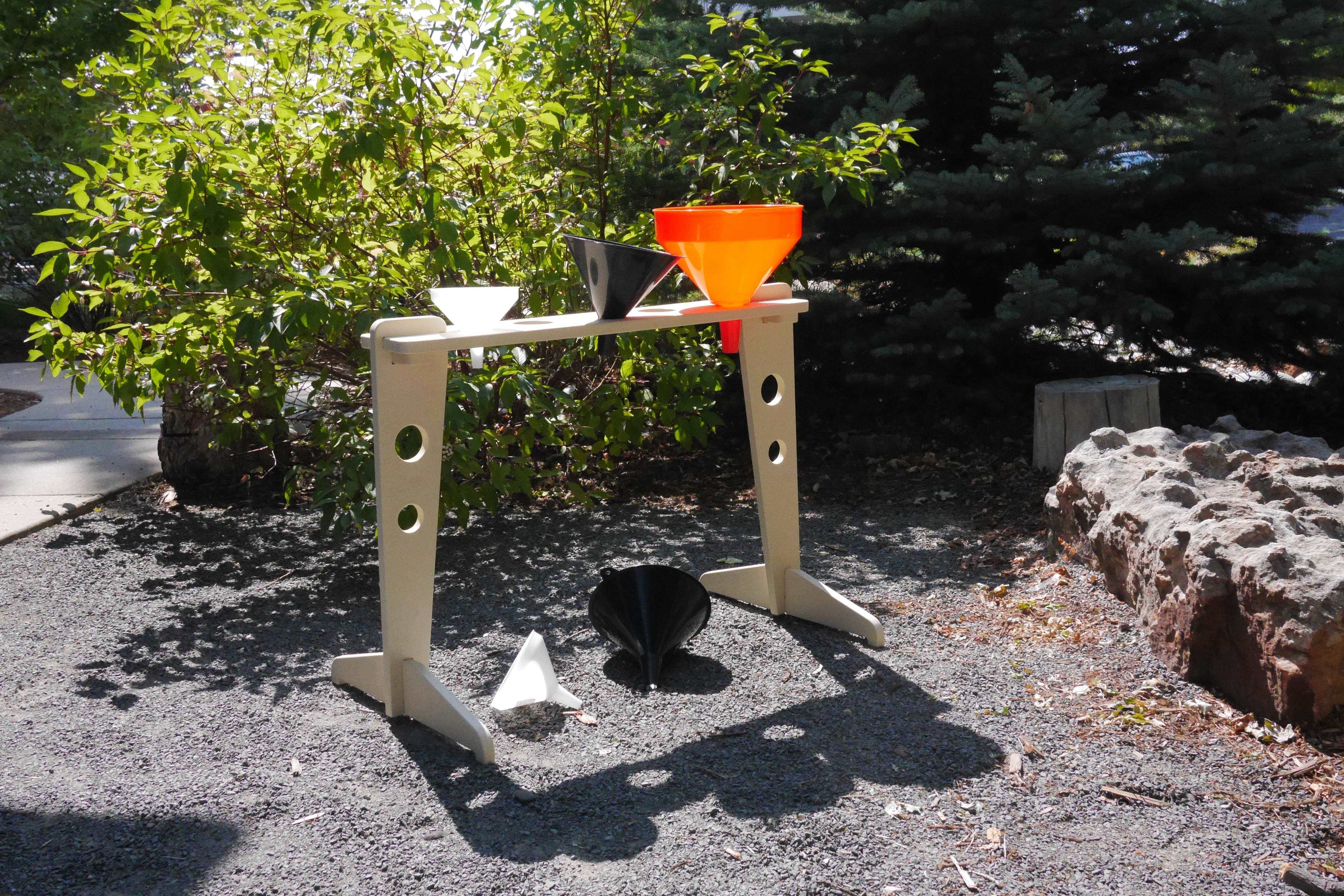 Outdoor Funnel Stand made of durable marine-grade HDPE for STEM learning and play outdoors