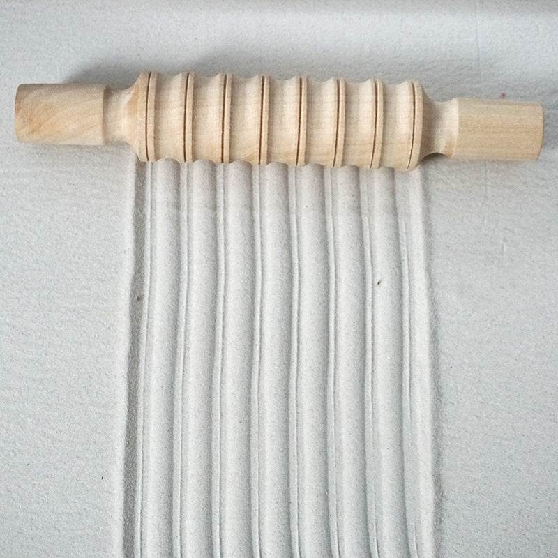 Wooden patterned rolling pins for art and sensory materials like clay and sand