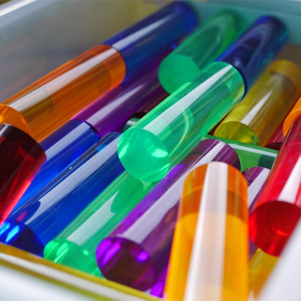 70 pack colorful translucent acrylic rainbow pegs for light exploration and construction