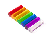 Translucent acrylic rainbow pegs in seven colors arranged for light exploration and construction