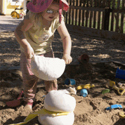 White sandbags for flexible children's construction and imaginative play in classroom and outdoor settings