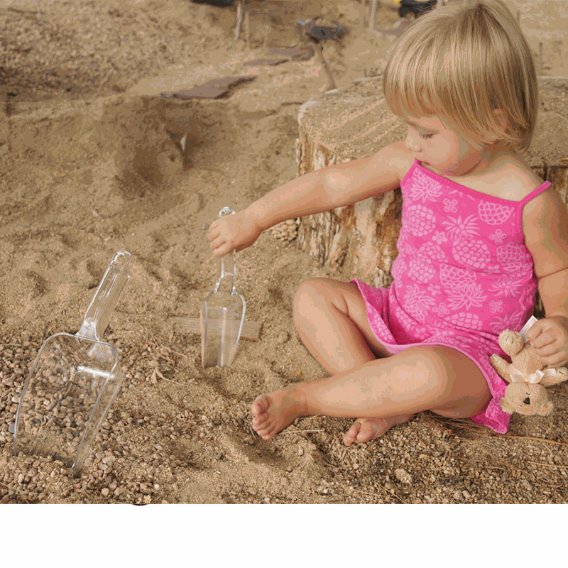 Heavy-duty exploration scoops with ergonomic handles for sensory play in sand and water