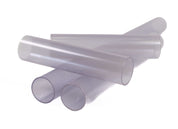 Set of durable, translucent plastic pipes for STEM play, stacked to show clear material for observing flow.