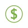 $ sign circle icon to represent pricing in color 7eae63