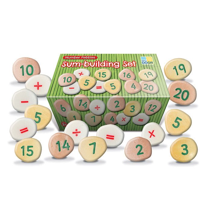 Colorful Number Pebbles set for counting and math play in sand and water activities