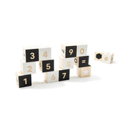 Set of To Tonet Alphabet Blocks made from sustainable basswood with geometric and floral patterns
