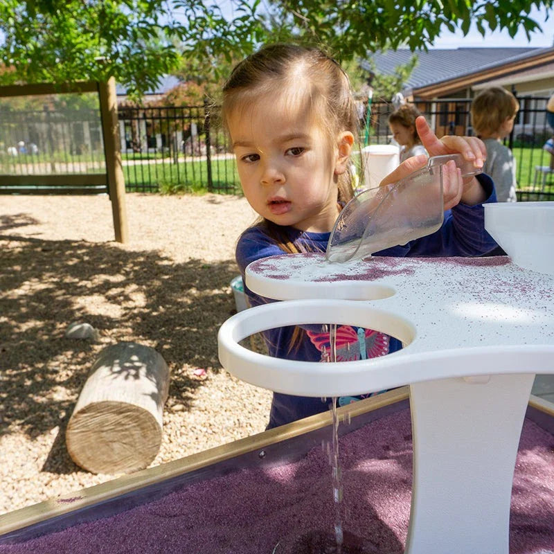 Toddler Funnel Stand sensory play with sand and water for motor skills development