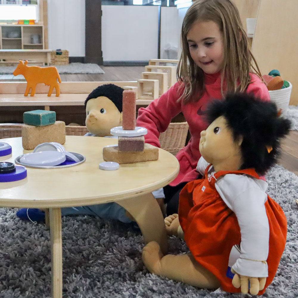 Toddler Play Table with built-in bowl for sensory play and manipulative storage in a preschool setting