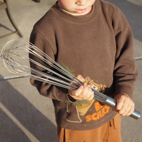 18 inch stainless steel whisk for sensory and water play, durable and large scale classroom tool