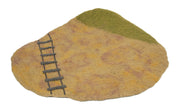 Textured wool playscape mat in tan and green with a stitched grey ladder design for sensory and imaginative play.